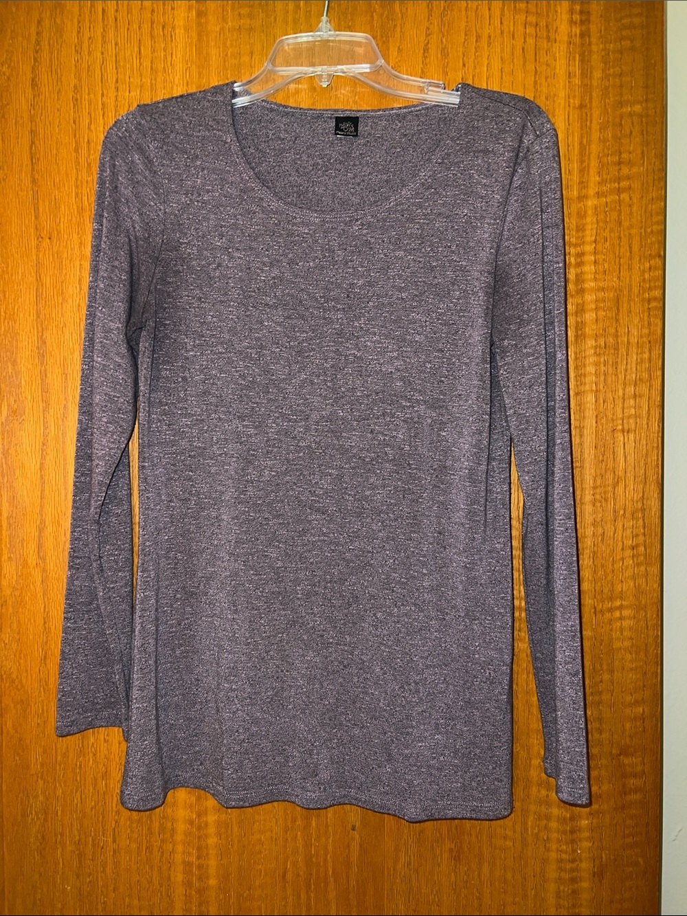 Only Hearts Heathered Purple Long Sleeve Scoop Neck Top